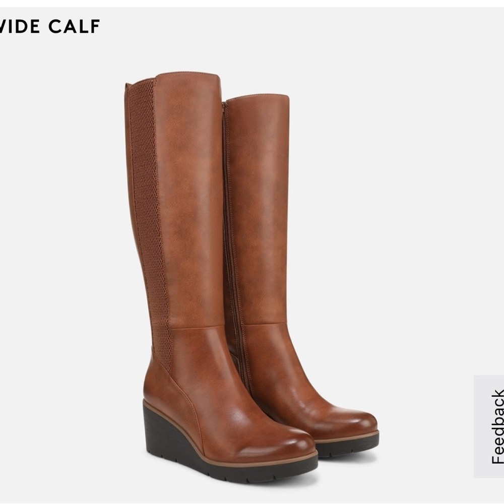 NWB Wide Calf Naturalizer Knee-High Wedge Boots Toffee